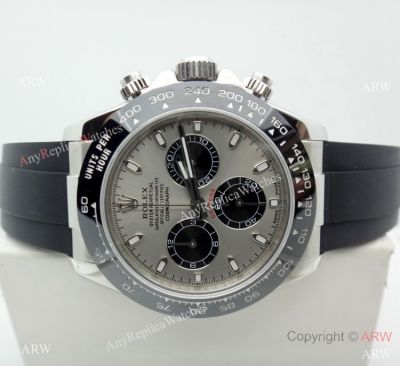 Copy Rolex Daytona 4130 Gray Face Rubber Strap watch / Replica Watches